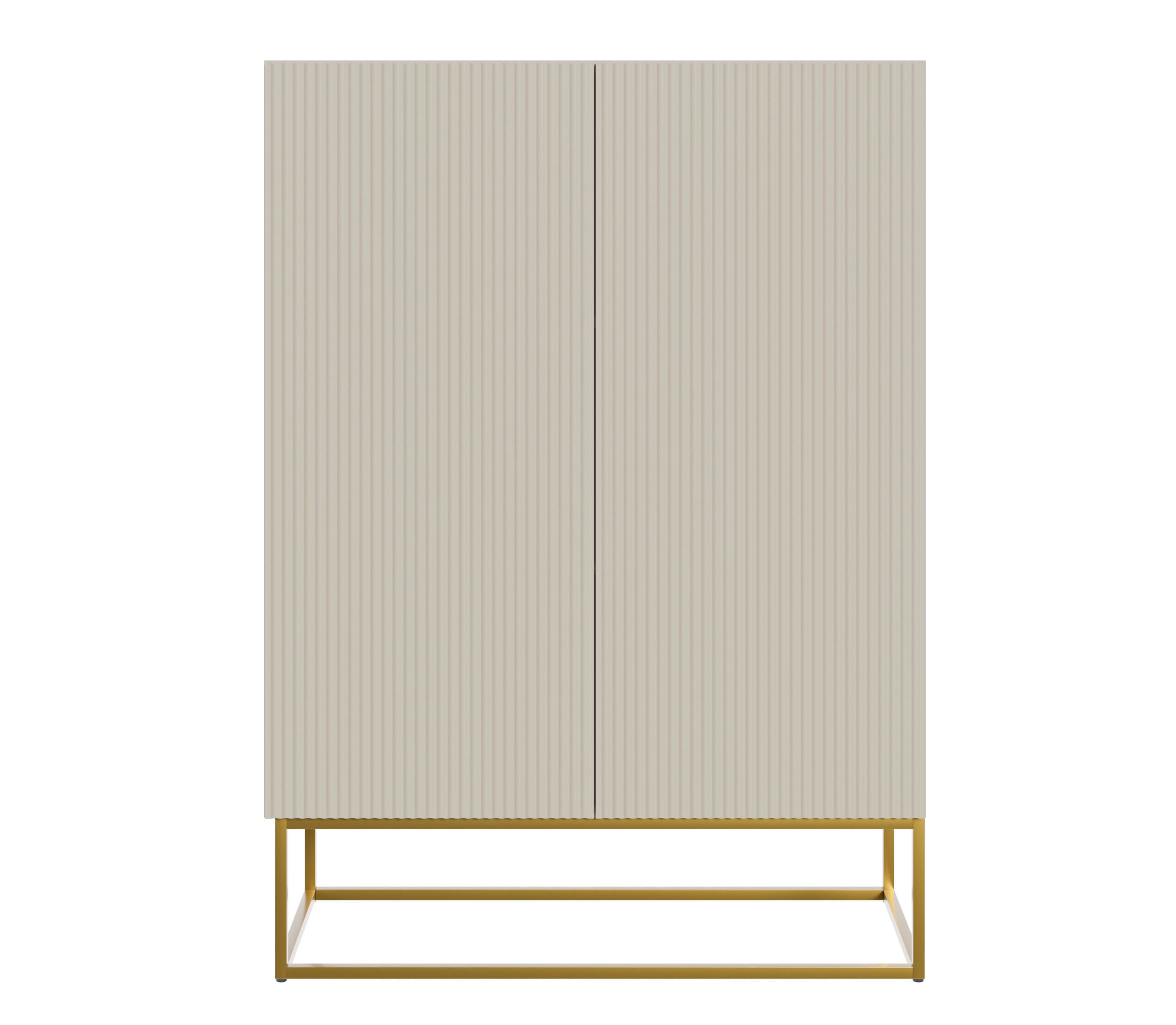 HIGHBOARD Veldio Graubeige mit goldenem Metallgestell 90 cm - Greige/Goldfarben, Holzwerkstoff/Metall (90/125/38cm) - Selsey