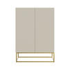 HIGHBOARD Veldio Graubeige mit goldenem Metallgestell 90 cm - Greige/Goldfarben, Holzwerkstoff/Metall (90/125/38cm) - Selsey