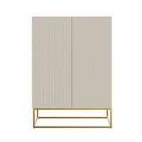 HIGHBOARD Veldio Graubeige mit goldenem Metallgestell 90 cm - Greige/Goldfarben, Holzwerkstoff/Metall (90/125/38cm) - Selsey