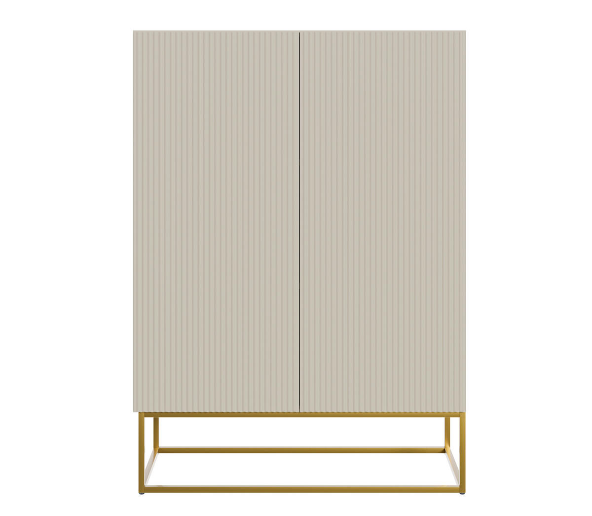 HIGHBOARD Veldio Graubeige mit goldenem Metallgestell 90 cm - Greige/Goldfarben, Holzwerkstoff/Metall (90/125/38cm) - Selsey