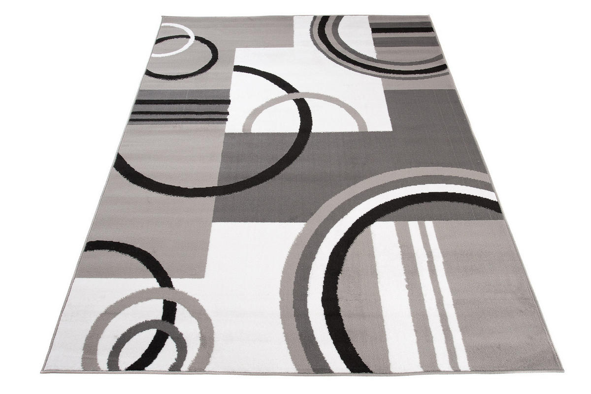 TEPPICH MAYA Grau Geometrisch Kreise Vierecke 300/400 cm - Grau, Textil (300/400cm) - Tapiso