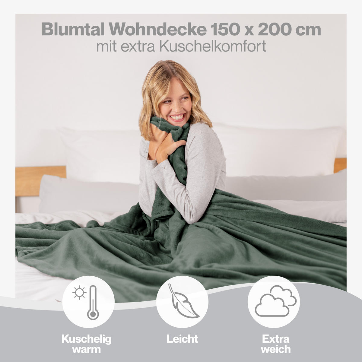 KUSCHELDECKE Anton 150/200 cm, Grün - Grün, Textil (150/200cm) - Blumtal