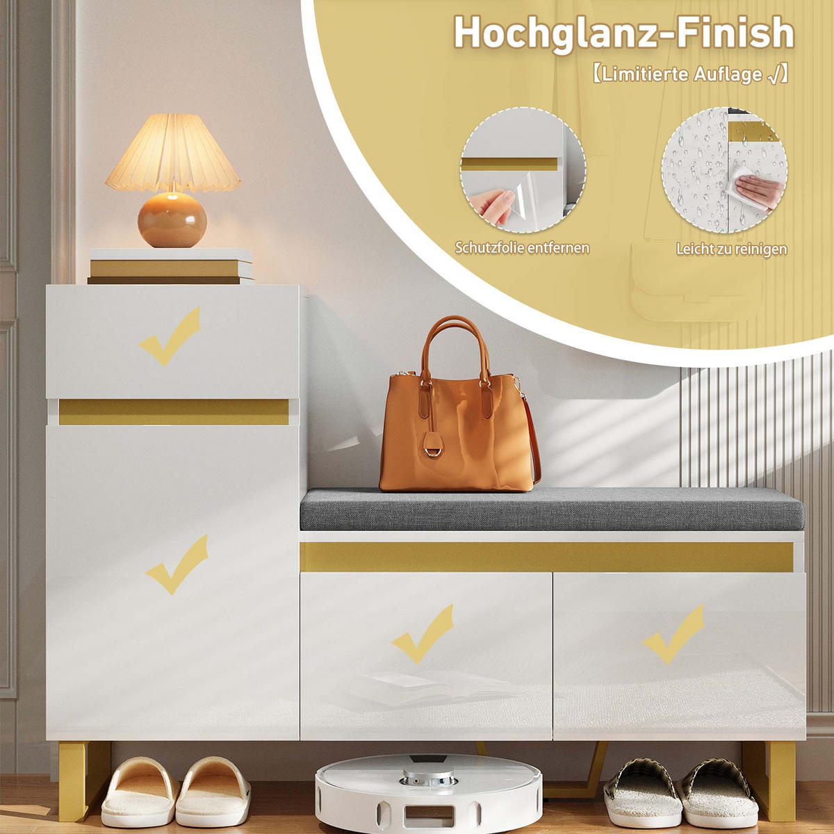 SCHUHSCHRANK Mehrstöckig Stauraum Organizer Schubladen Türen - Weiß, Holzwerkstoff (35/85/120cm) - FLIEKS