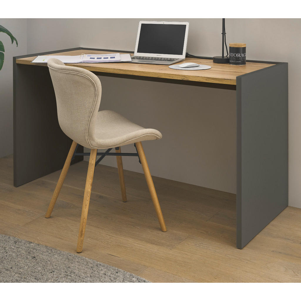 Thumbnail - Furn.Design Schreibtischkombination, Grau, Eiche Wotan, Holzwerkstoff, Nachbildung,Eiche, Uni, Holz Optik, 2 Fächer, ein...
