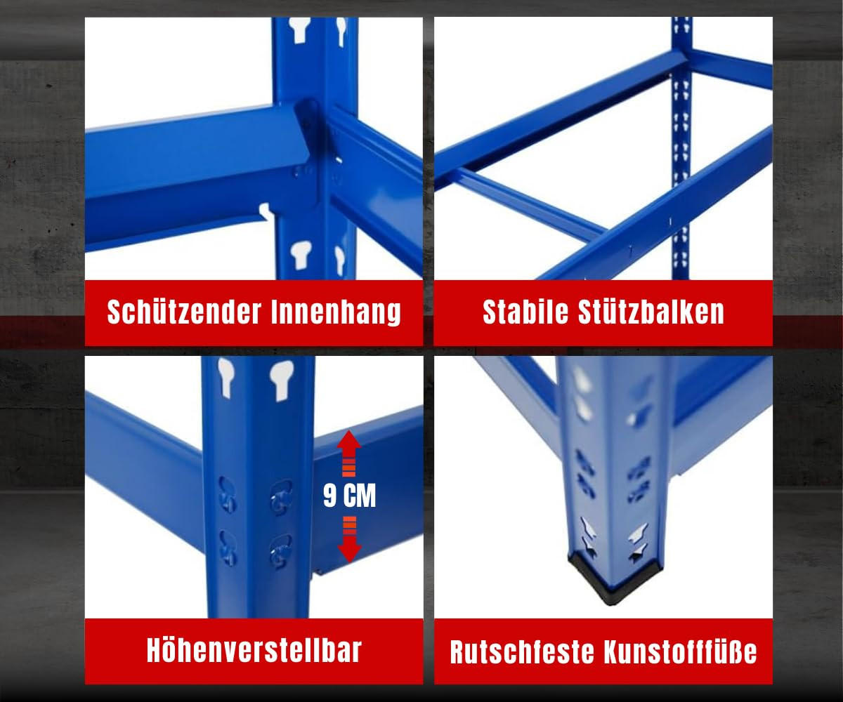 REIFENREGAL Tiger 100x110x35 cm 150 kg Fachlast bis zu 8 Reifen auf 2 Ebenen Blau - Blau, Metall (110/100/35cm) - PROREGAL