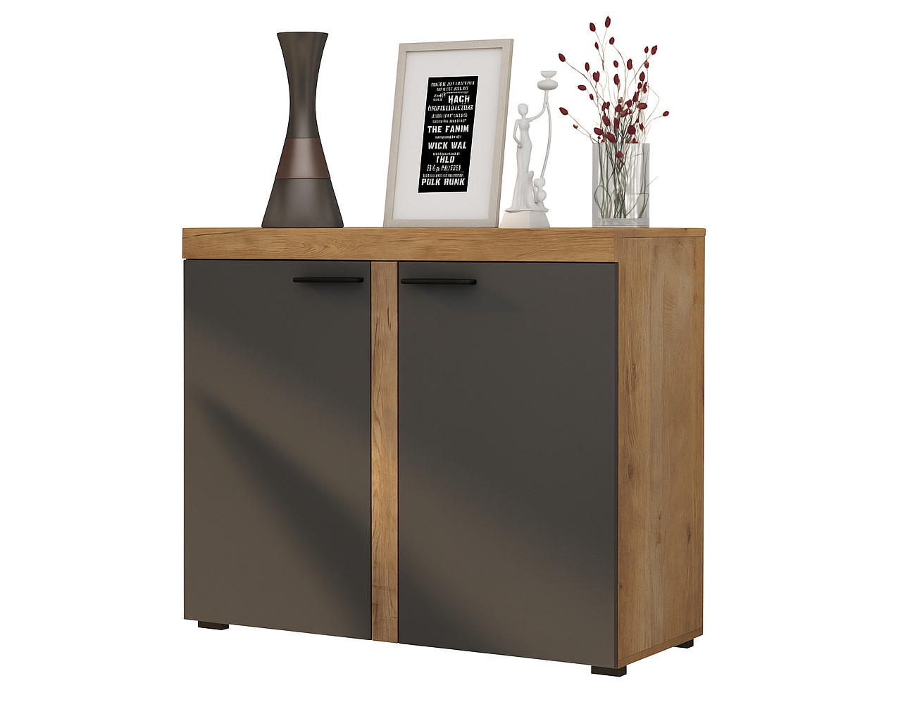 SIDEBOARD OKTAWIA 2F - Dunkelbraun/Graphitfarben, Holzwerkstoff (97/80/40cm) - Meblini