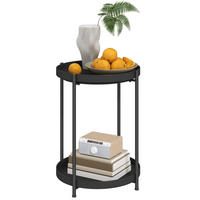 RUNDER Beistelltisch 2-stufig Schwarz - Schwarz, Metall (44/44/56cm) - furnicato