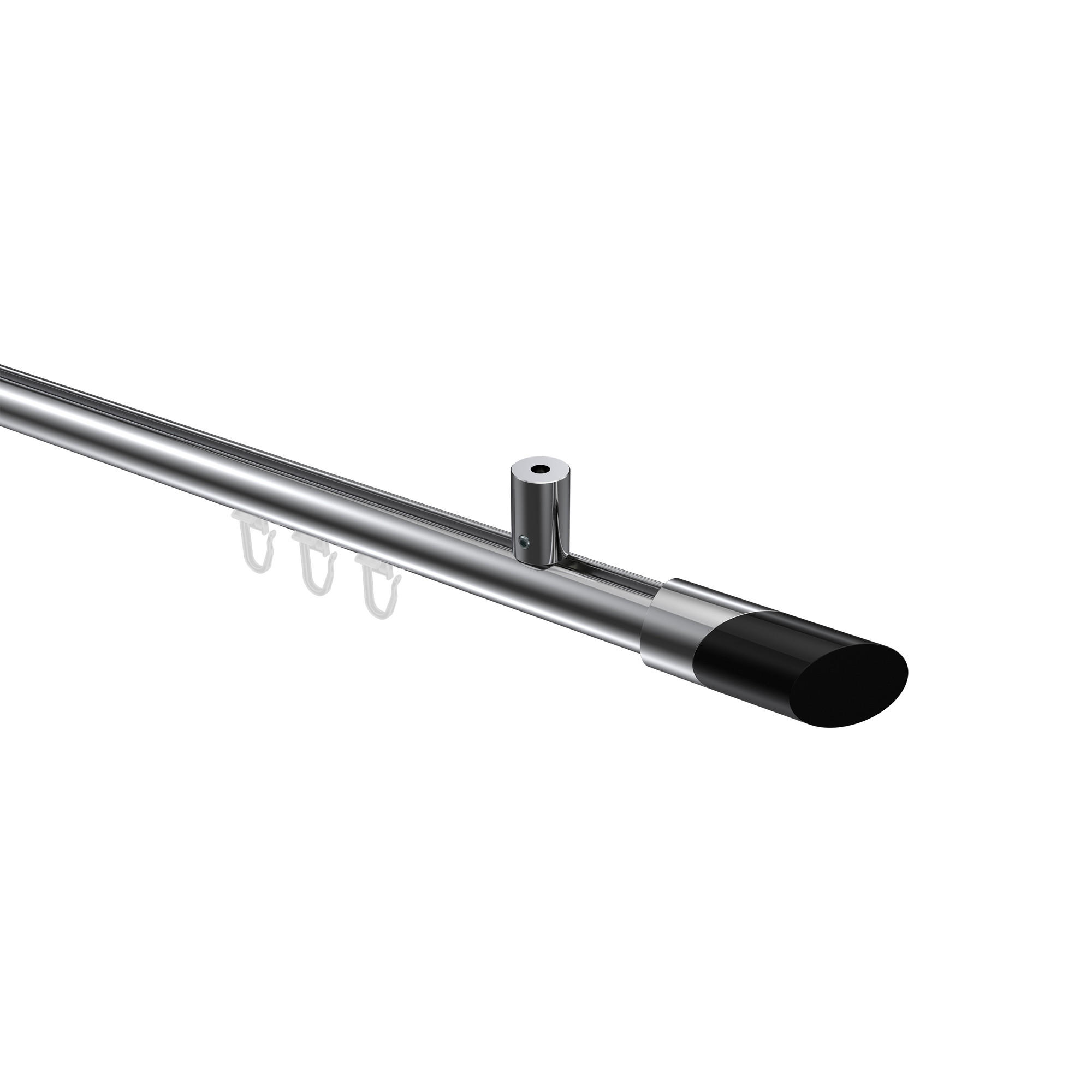 INNENLAUF-GARDINENSTANGEN-SET Sonius Verano 120 cm, 1-läufig, 20 mm Ø Chrom - Chromfarben/Schwarz, Metall (120cm) - INTERDECO