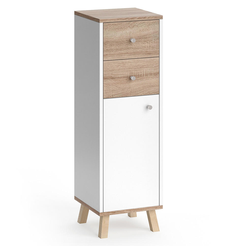 MIDISCHRANK Senyo Weiß 30 x 95 cm mit Schubladen - Weiß, Holzwerkstoff (30/95/30cm) - Vicco