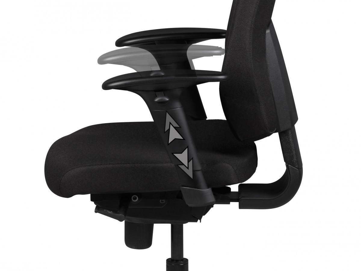 BÜROSTUHL Schwarz Stoff drehbar mit Kopfstütze, Synchronmechanik und Wippfunktion bis 120 kg - Silberfarben/Schwarz, Textil/Metall (70/141/60cm) - KADIMA DESIGN
