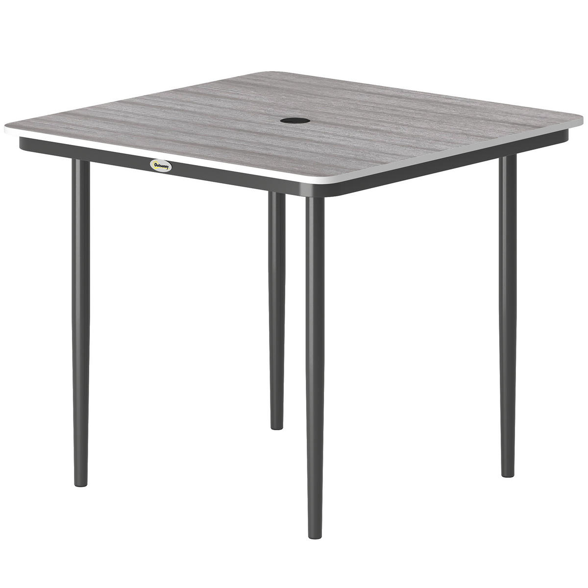 GARTENTISCH DE-14197 mit Schirmhalterung, 85x85 cm Grau - Hellgrau, Metall (85/85/72.5cm) - ComfortXL