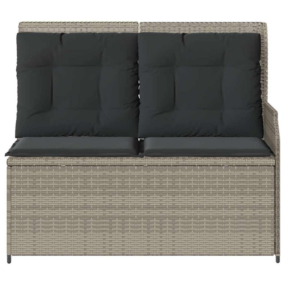 GARTENBANK Verstellbar mit Kissen Hellgrau Poly Rattan - Grau, Kunststoff (95/95/110cm)
