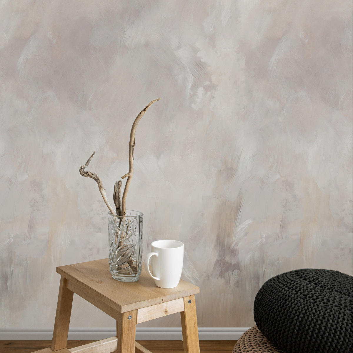 TAPETE Stuckmuster aus echtem Papier, 200x280cm, 8 Bögen - Beige, Papier (200/280cm) - WALLPAPERS4BEGINNERS