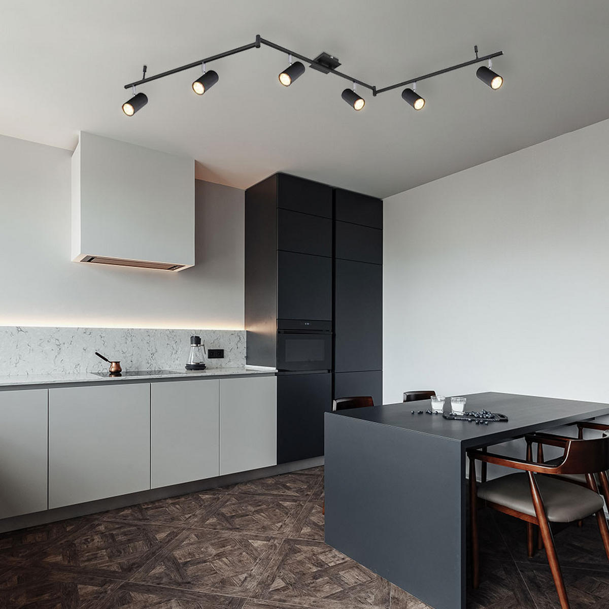 DECKENLEUCHTE Robby Metall Schwarz matt - Schwarz, Metall (180/10/18.5cm) - Globo Lighting