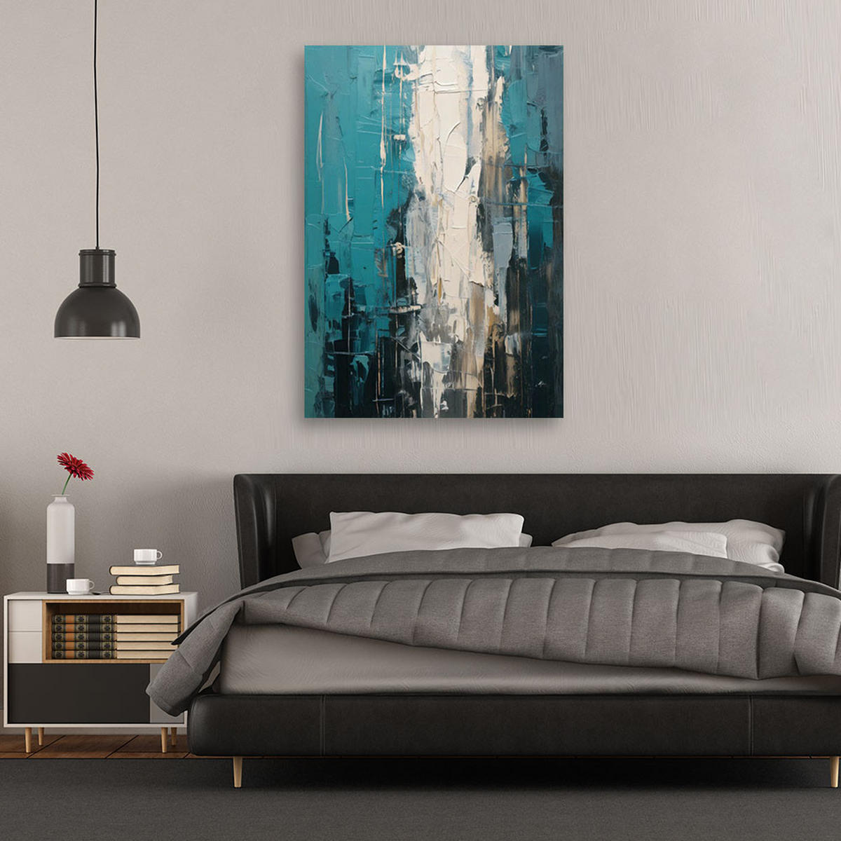 LEINWANDBILD Abstraktion 80x120cm - Türkis, Textil (80/120cm) - Feeby