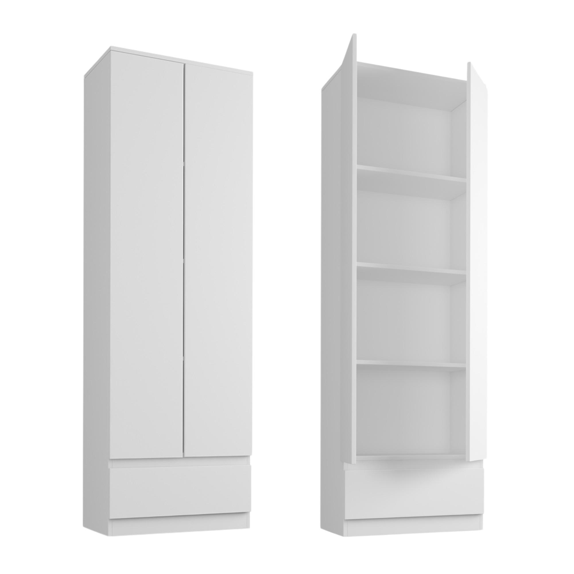 KLEIDERSCHRANK mit 2 Türen, 3 Einlegeböden, und 1 Schubkasten in weiß - Weiß, Holzwerkstoff (60/180/35cm) - Home Collective