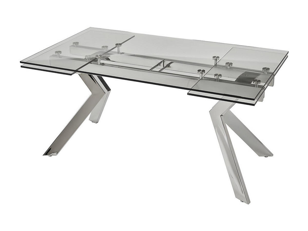 ESSTISCH - 6 Personen, 8 Personen - Glas - Transparent, Silberfarben - VELIKA - Transparent/Silberfarben, Glas (90/160/76cm) - Vente-Unique