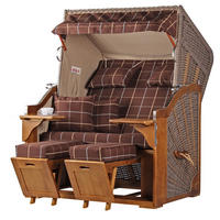 STRANDKORB Komplettset - Schleswig Pinie - PE mokka - Modell 556 - Braun/Grau, Holz (120/160/80cm) - bene living