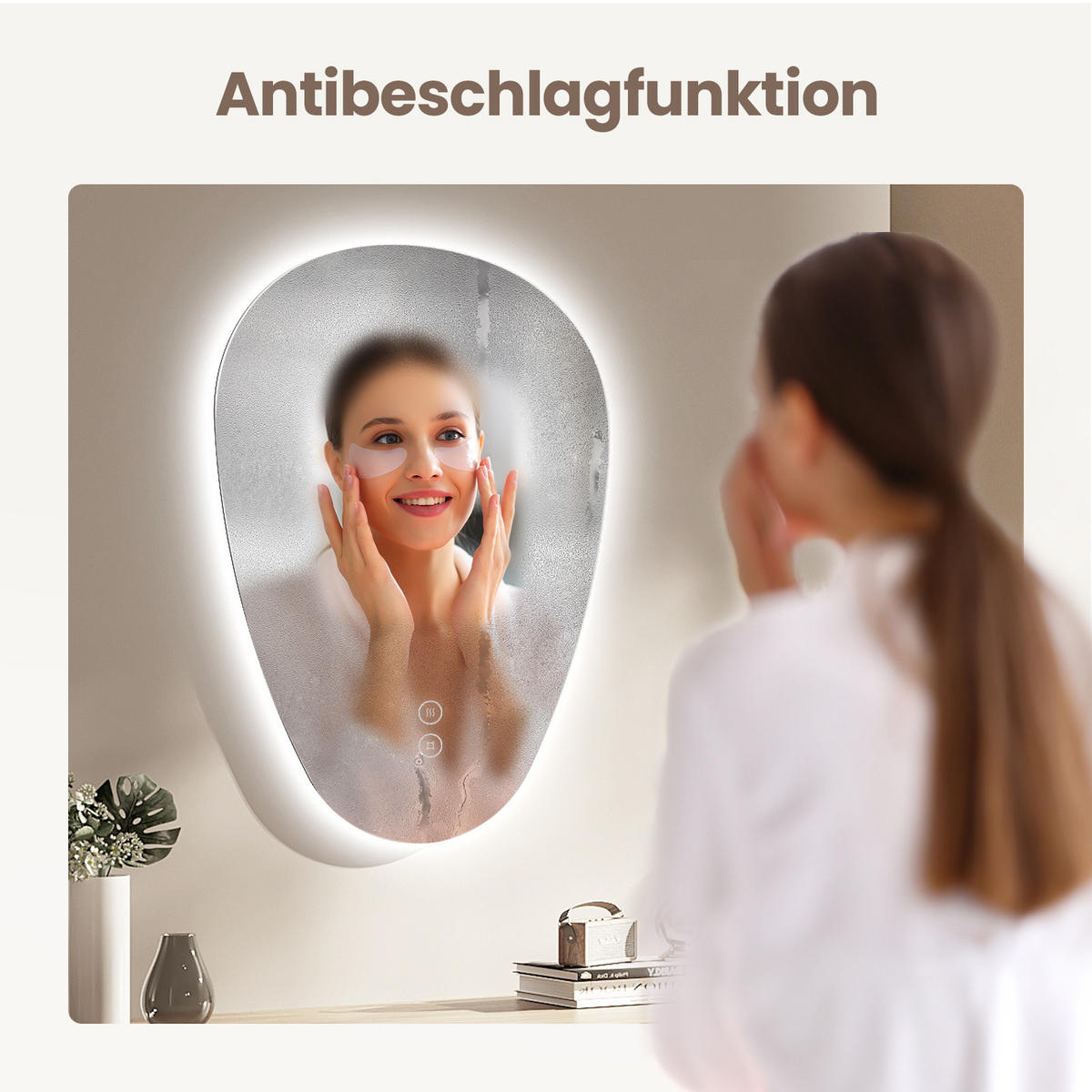 BADSPIEGEL mit Touch-Schalter, Dimmbar 70/50 cm - Transparent, Glas (50/70/3cm) - EMKE