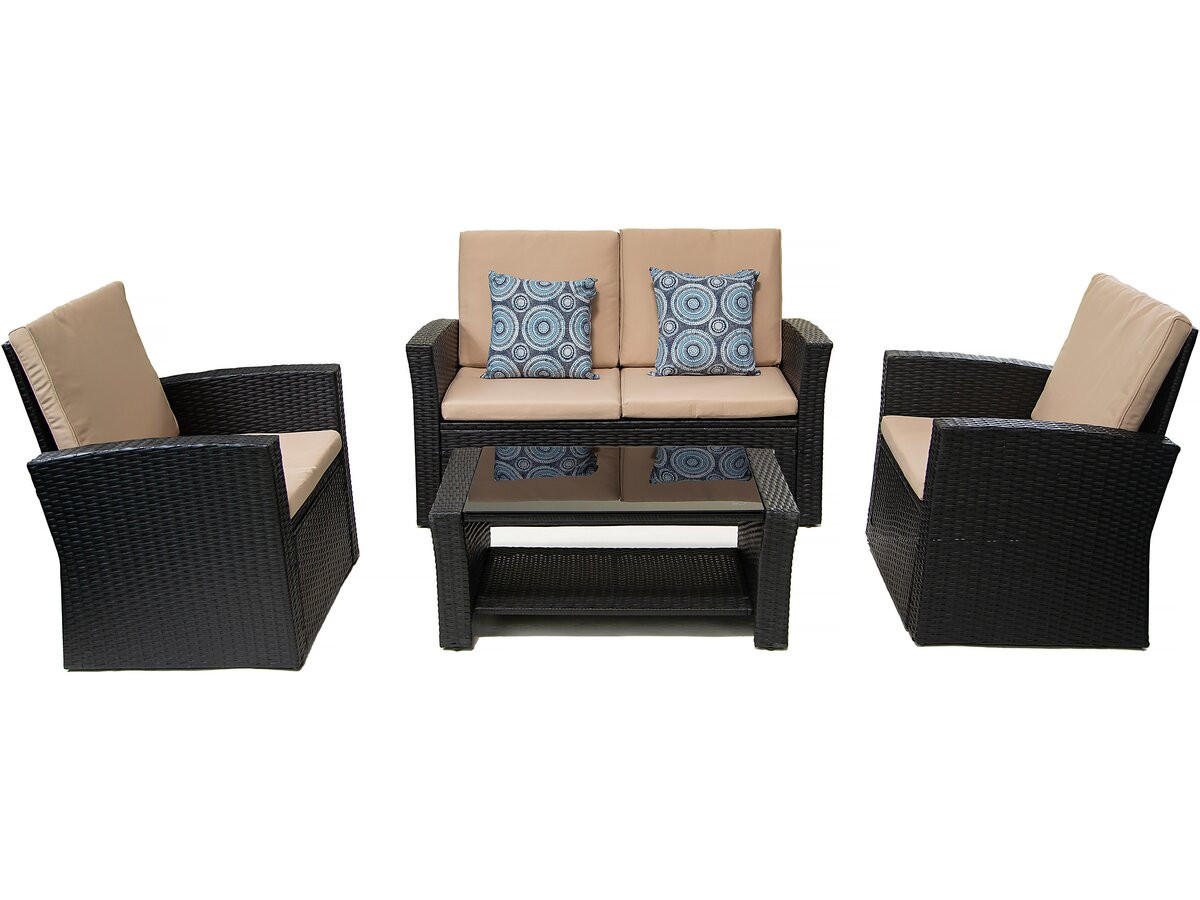 LOUNGEGARNITUR Ilana 4-Sitzer Schwarz - Schwarz, Kunststoff - Habitat Garten