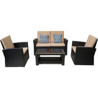 LOUNGEGARNITUR Ilana 4-Sitzer Schwarz - Schwarz, Kunststoff - Habitat Garten