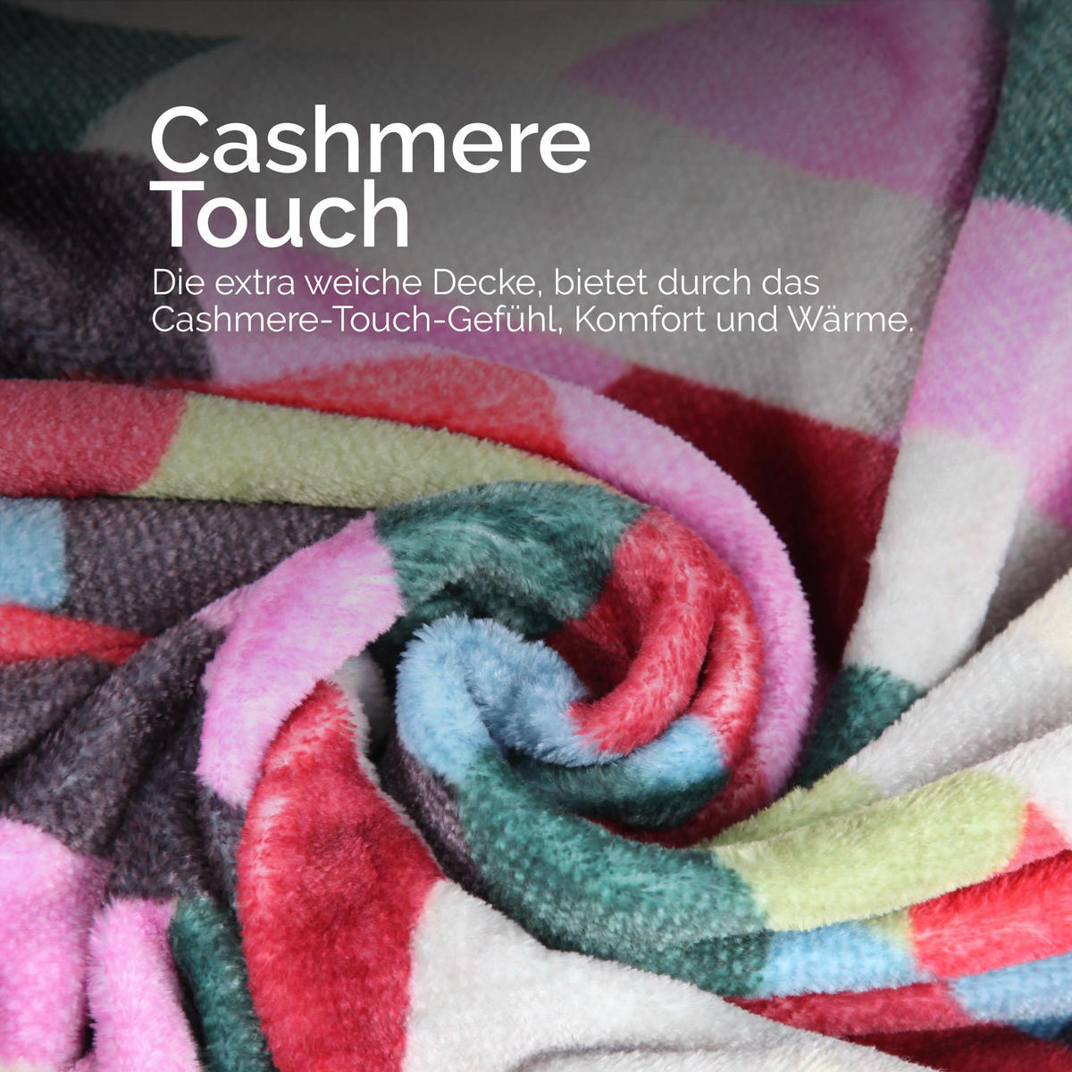 KUSCHELDECKE mit Cashmere-Touch 150x200 cm Trapez - Türkis/Multicolor, Textil (150/200cm) - Bestlivings