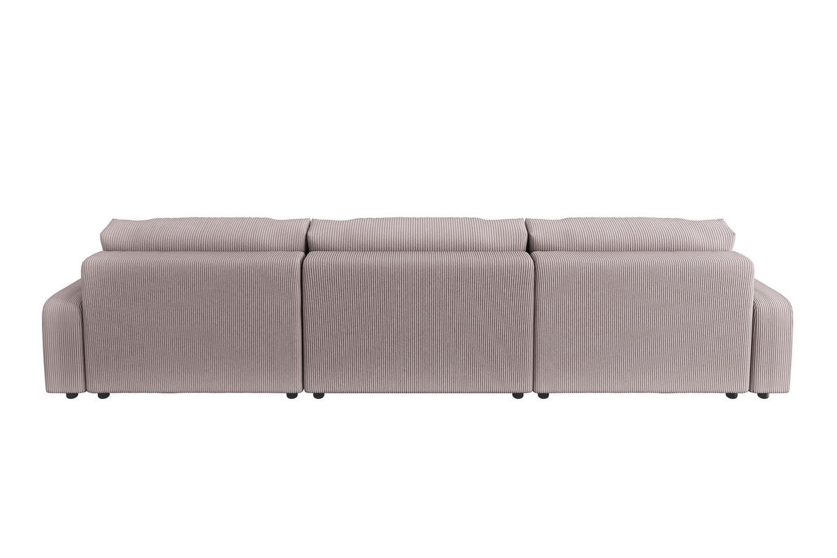 WOHNLANDSCHAFT Emma Puderrosa Cord - Pink/Schwarz, Holz/Kunststoff (332/170cm) - S-Style Möbel