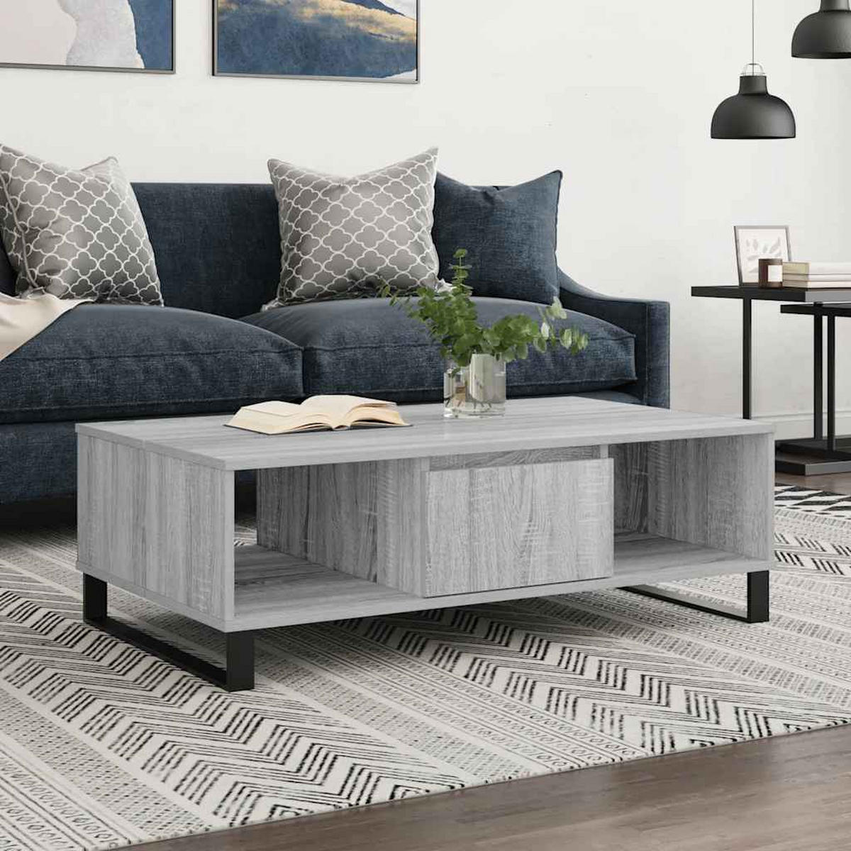 COUCHTISCH Grau Sonoma 104x60x35 cm Holzwerkstoff - Grau, Holzwerkstoff (104/60/35cm) - furnicato