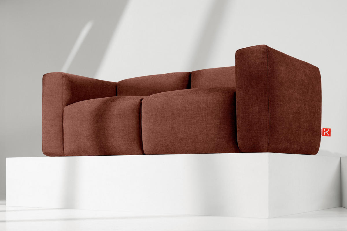 2-SITZER-MODULSOFA BUFFO mit extrem weicher und bequemer Sitzfläche, Gewebestoff, orange - Dunkelorange, Textil (210/73/96cm) - KONSIMO®
