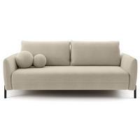 SOFA Veruco Hellbeige mit Schlaffunktion - Ecru/Schwarz, Textil/Metall (234/90/100cm) - Selsey
