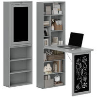 SCHREIBTISCH Holzoptik klappbar mit Regal und Tafel 98/51/153 cm - Grau, Holzwerkstoff (51/98/153cm) - PANGIVO
