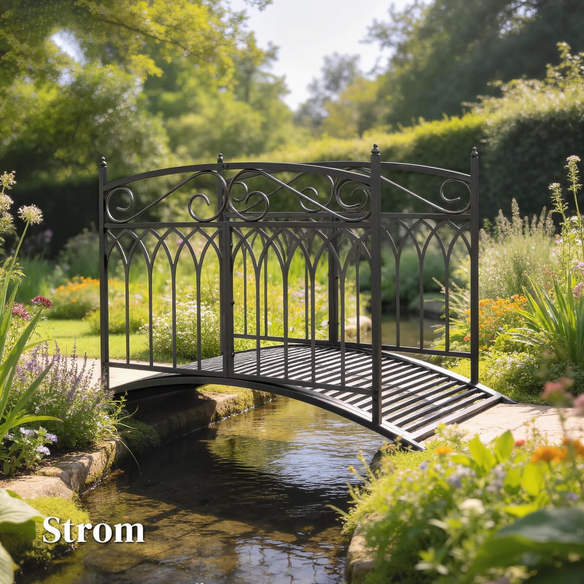 GARTENBRÜCKE Metall Schwarz - Schwarz, Metall (135.5/74/91cm) - Outsunny