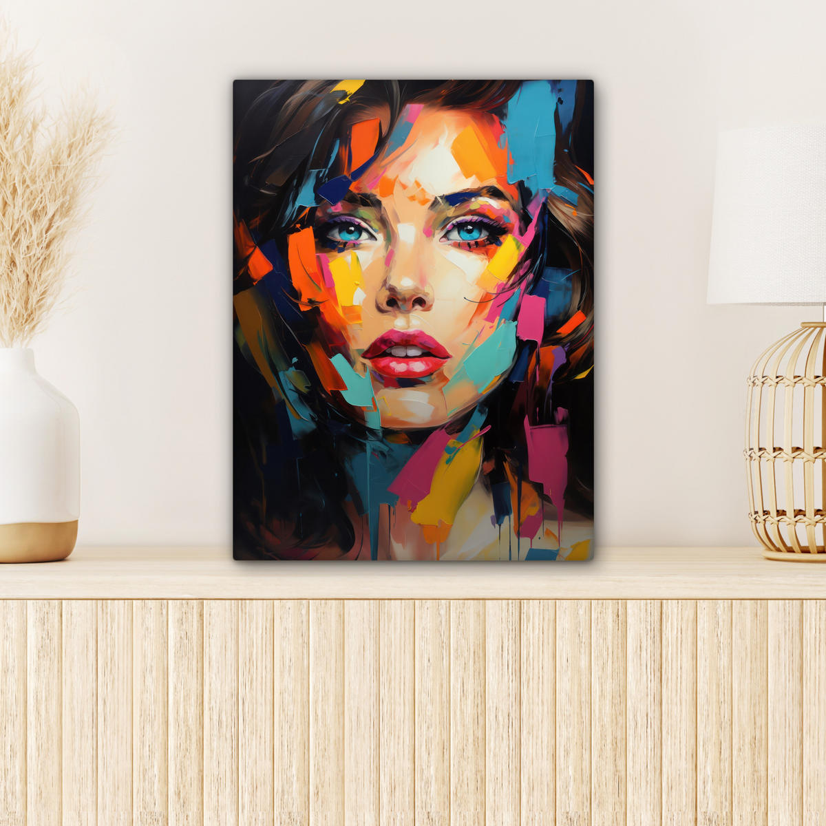 LEINWANDBILD Frau - Porträt - Farbenfroh - Kunst 30x40 cm - Multicolor, Textil (30/40cm) - MuchoWow