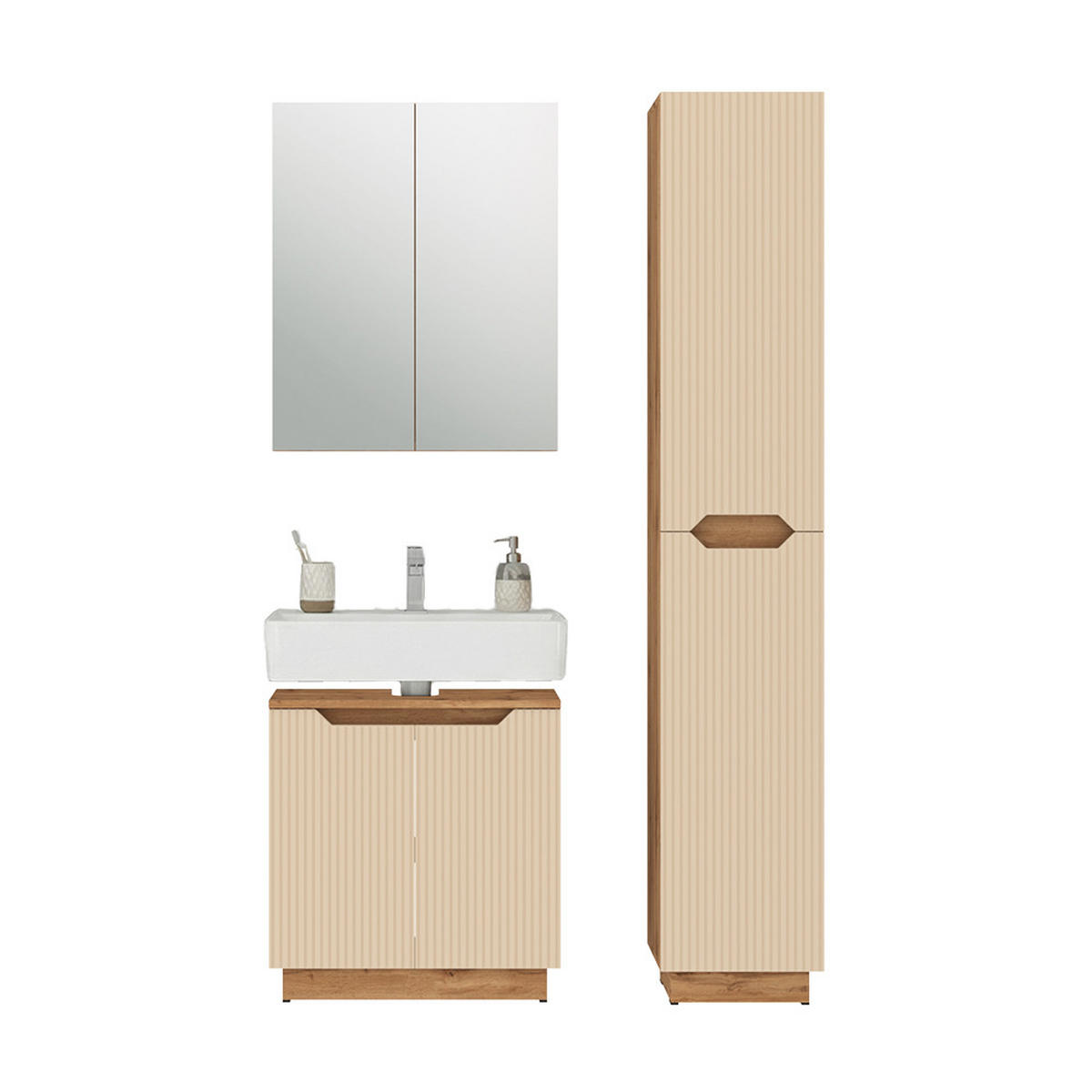 KOUPELNOVÝ NÁBYTEK Lotta Dubový/kašmírový pruhovaný - kašmírová/barva dubu, kompozitní dřevo (59.8/62.1/32cm) - Vicco