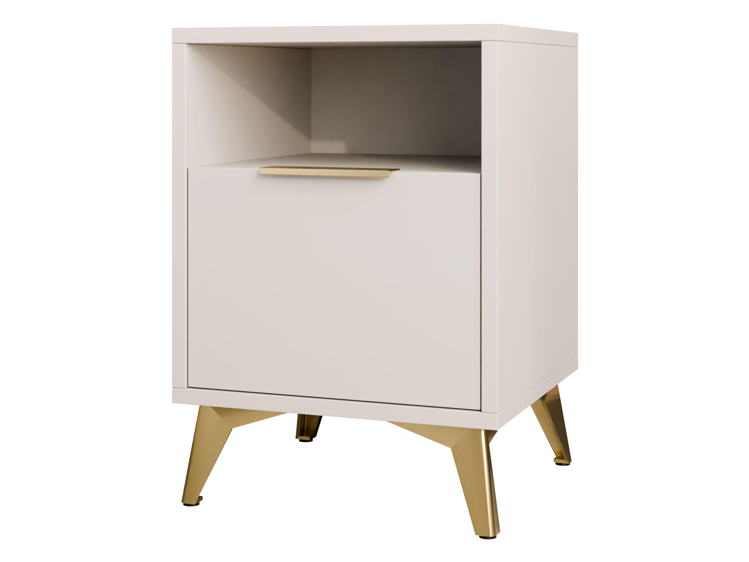 NACHTTISCH Xylix 1SZ - Beige/Goldfarben, Holzwerkstoff/Metall (44/60/40cm) - MIRJAN24