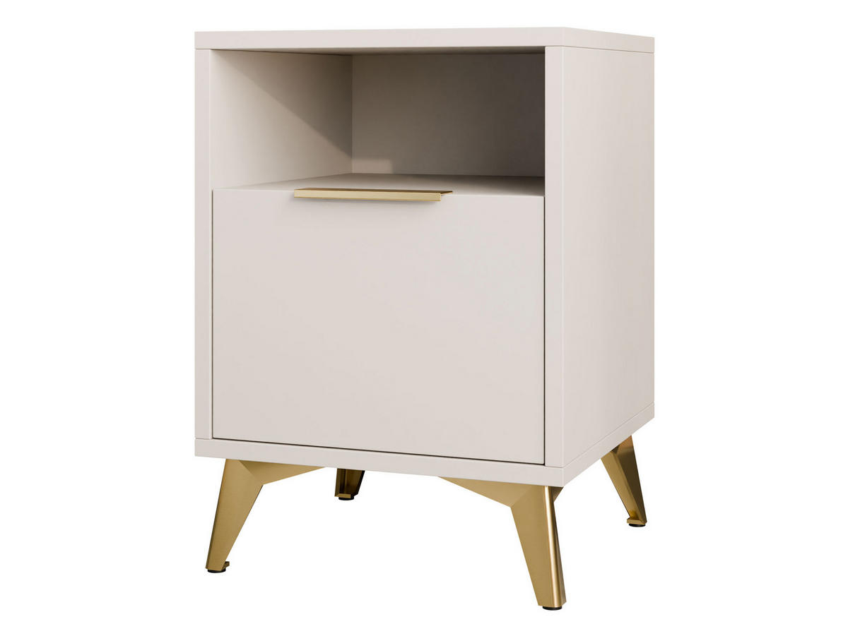 NACHTTISCH Xylix 1SZ - Beige/Goldfarben, Holzwerkstoff/Metall (44/60/40cm) - MIRJAN24