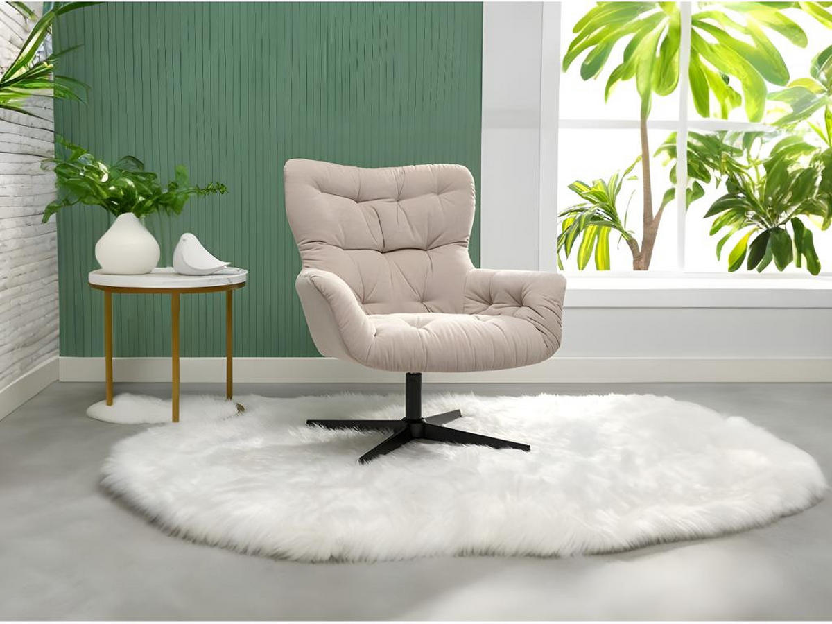 DREHSESSEL - Stoff - Beige - OPHELIE - Beige, Textil (83/87/83cm) - Vente-Unique