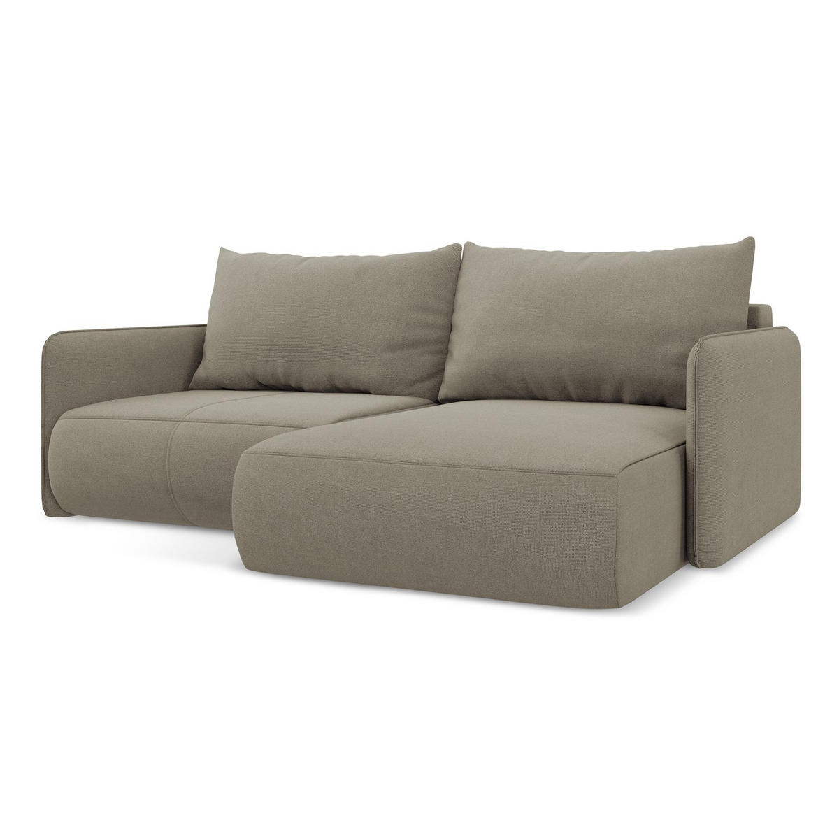 ECKSOFA mit Schlaffunktion Strukturstoff Stoff Beige - Beige/Schwarz, Kunststoff/Textil (207/148cm) - LaMiaSofa