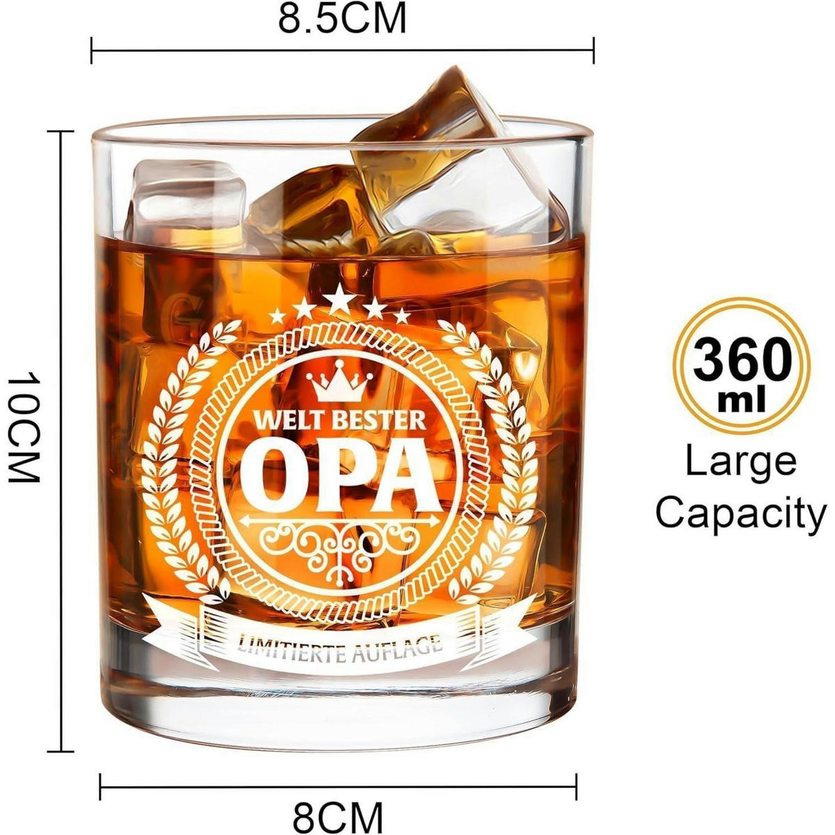WHISKYGLAS im Geschenkkarton "Welt bester Opa" - Transparent, Glas (0.36L)