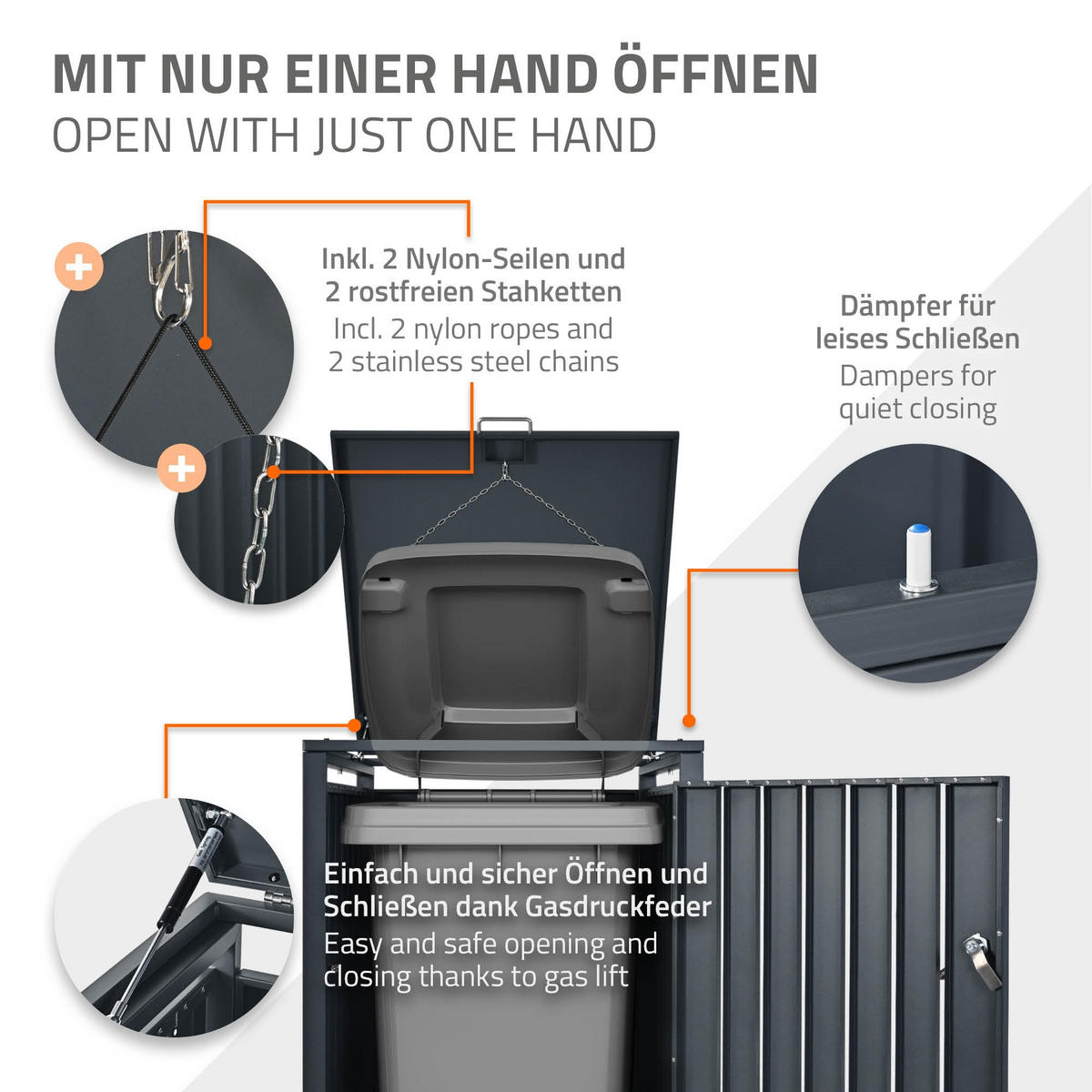 MÜLLTONNENBOX 3er Anthrazit-Rostoptik - Rotbraun, Metall (80/116.3/200cm) - ML-DESIGN