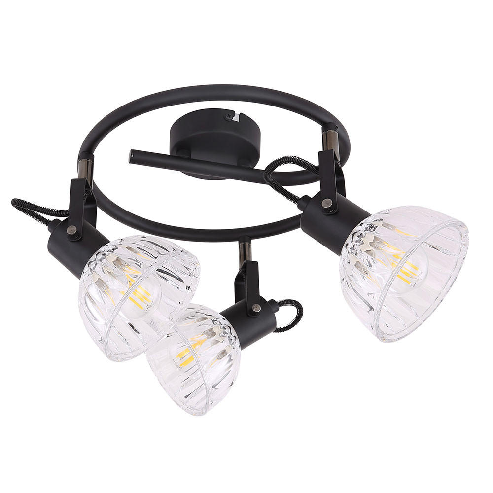 LED DECKENLEUCHTE Vernole Metall Schwarz - Schwarz, Glas (25/25/18cm) - Globo Lighting