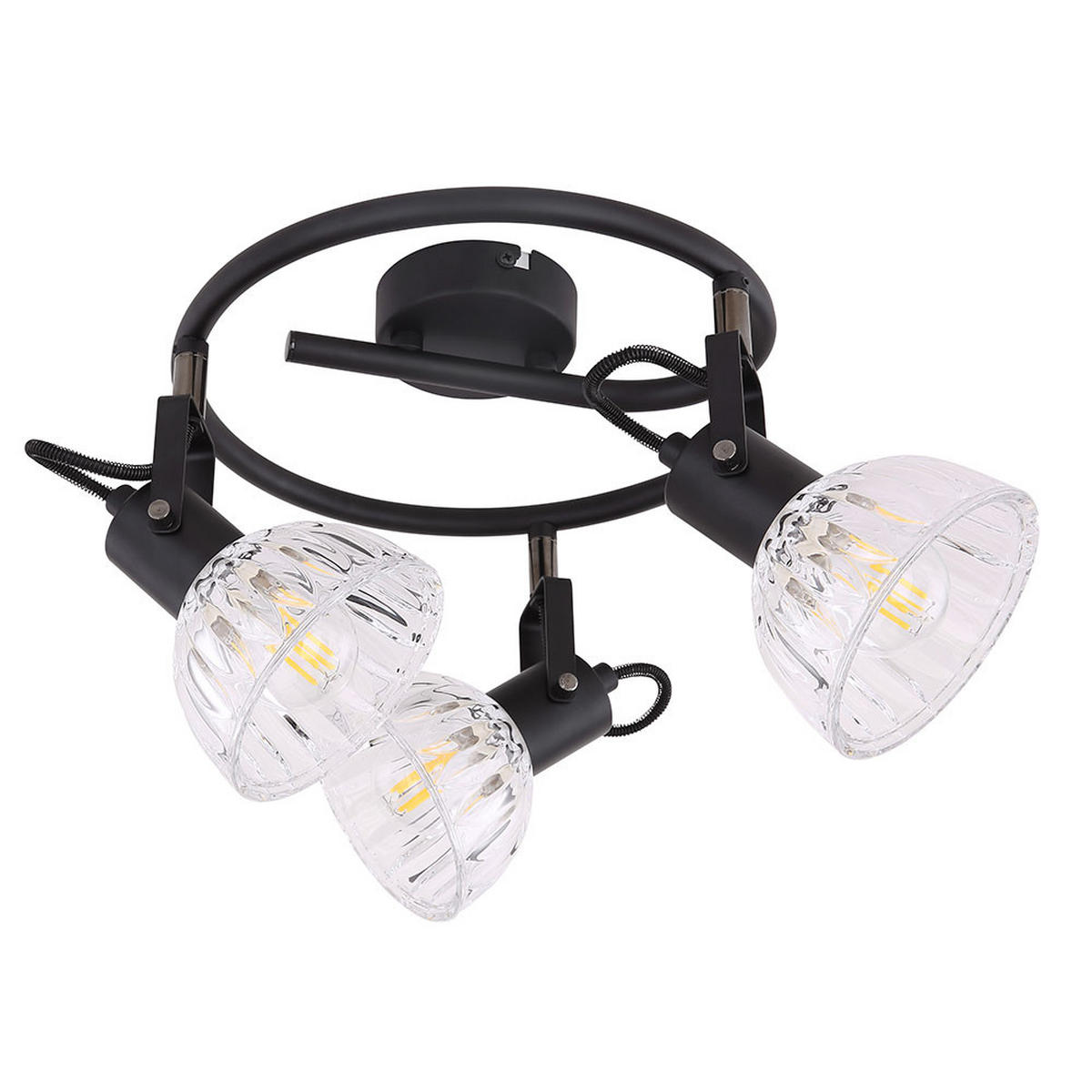 LED DECKENLEUCHTE Vernole Metall Schwarz - Schwarz, Glas (25/25/18cm) - Globo Lighting
