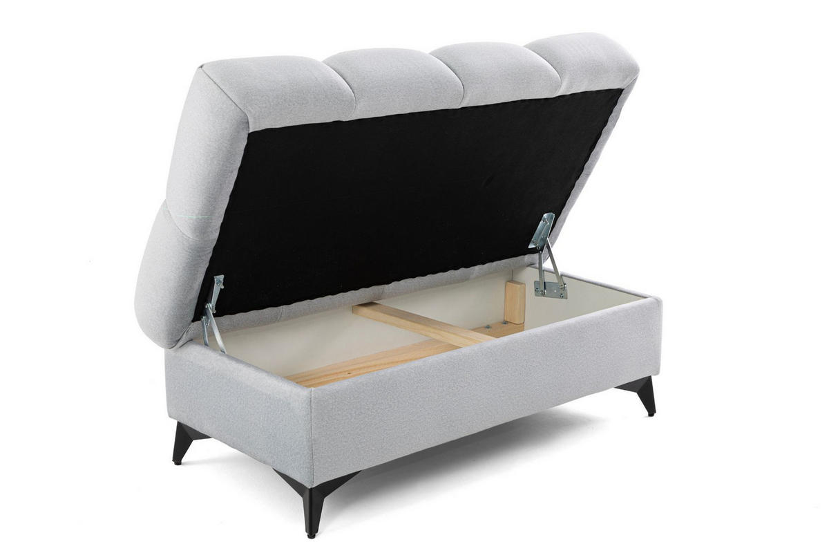 POUF PUDDING 110 x 60 cm Velours Hellgrau - Hellgrau/Schwarz, Holz/Textil (110/43/60cm) - Muffo