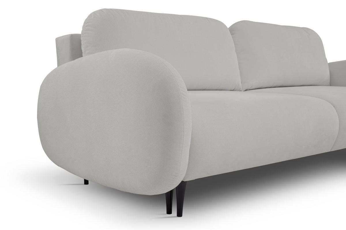 SOFA SOFT RunAgin Mit Schlaffunktion Und Bettkasten, PUR-Schaum, Schwarze Kunststofffüße, lose Rückenkissen, freistehend, 232x109x95 cm Light Grey - Hellgrau, Holz/Textil (232/95/109cm) - DomoHome
