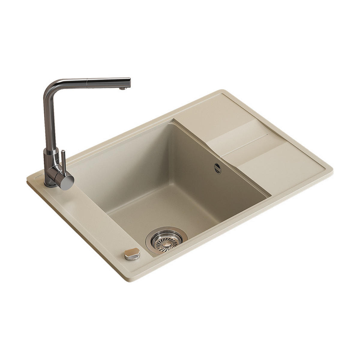 SPÜLBECKEN Osaka Beige 67 x 50 cm - Beige, Keramik (67/20/50cm) - Bergstroem