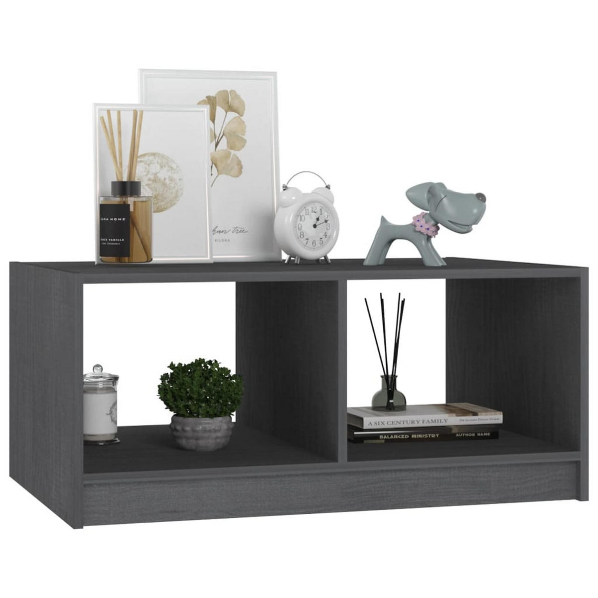 COUCHTISCH Grau 75x50x33,5 cm Massivholz Kiefer - Grau, Holz (75/50/33.5cm) - furnicato