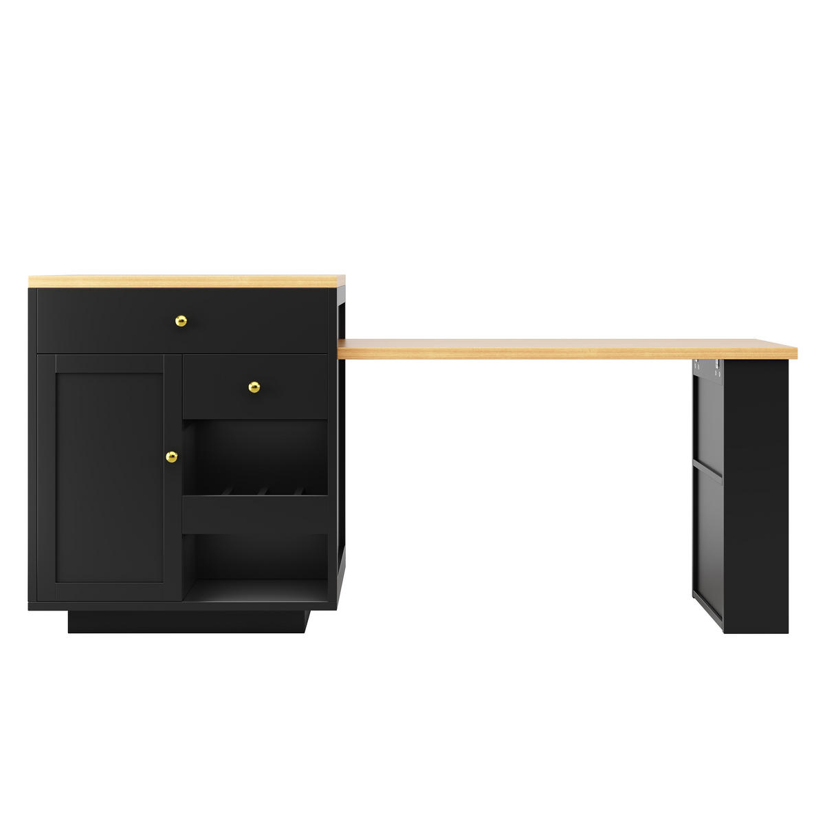KÜCHENINSEL Ausziehbar 122 195cm Tischplatte Weiß Schwarz - Schwarz, Holzwerkstoff (122.5/93.8/70cm) - FLIEKS