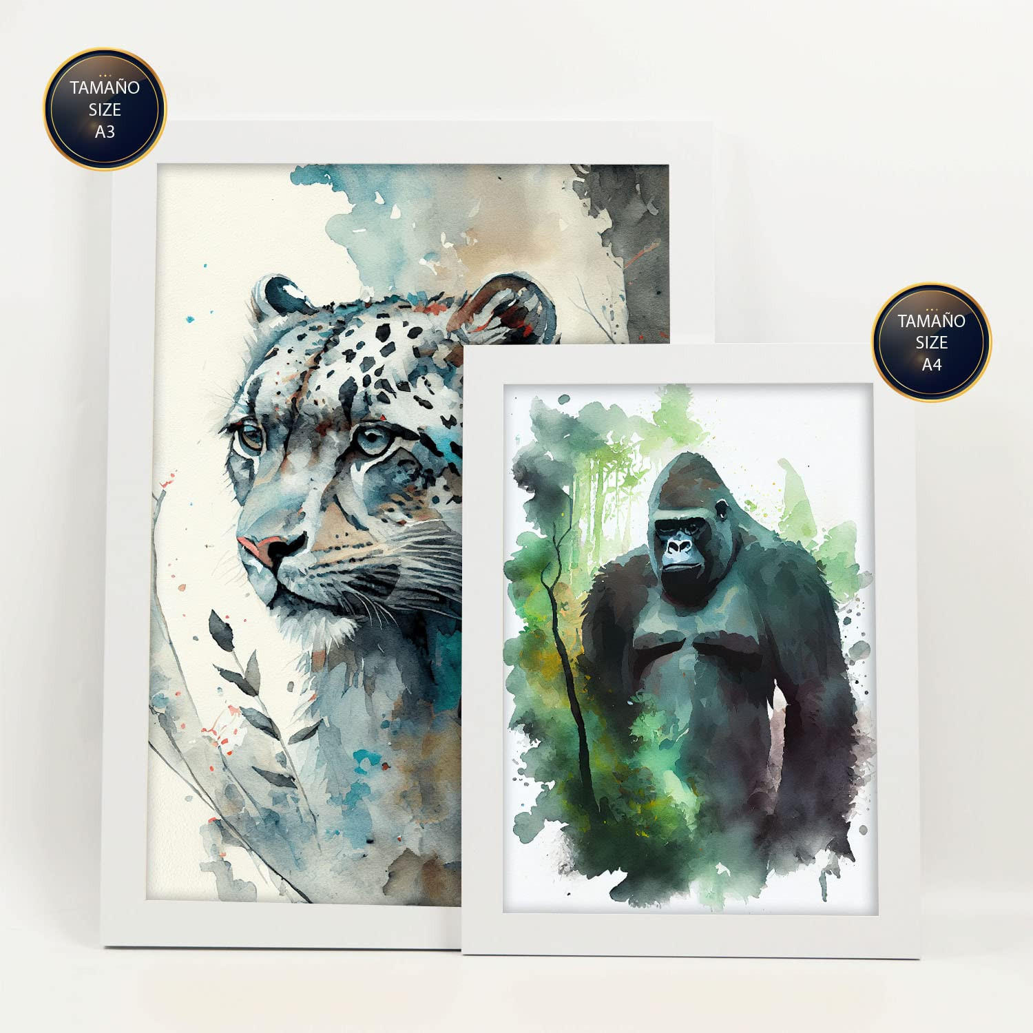 POSTER Set Mit 6 Norden Und Süden Illustrationen Von Tieren In Naturlandschaften, Realistischer Aquarellstil Innenarchitektur A3 & A4 Weißer Rahmen - Weiß, Papier (29/3cm) - Nacnic