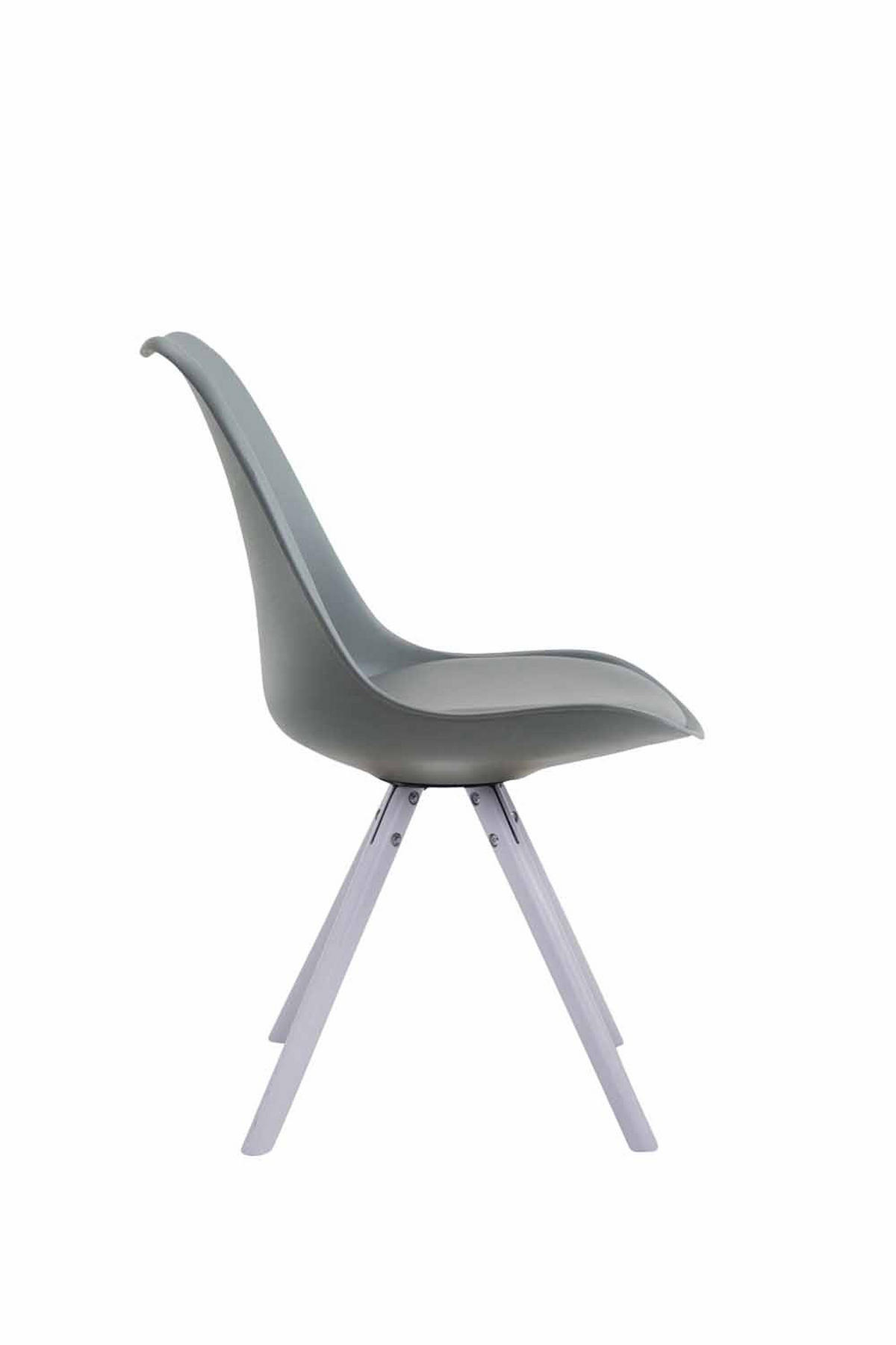 BESUCHERSTUHL Toulon Kunstleder, Gestell Buchenholz Weiß rund Grau - Weiß/Grau, Holz/Buchenholz (48/83/56cm) - TPFLiving