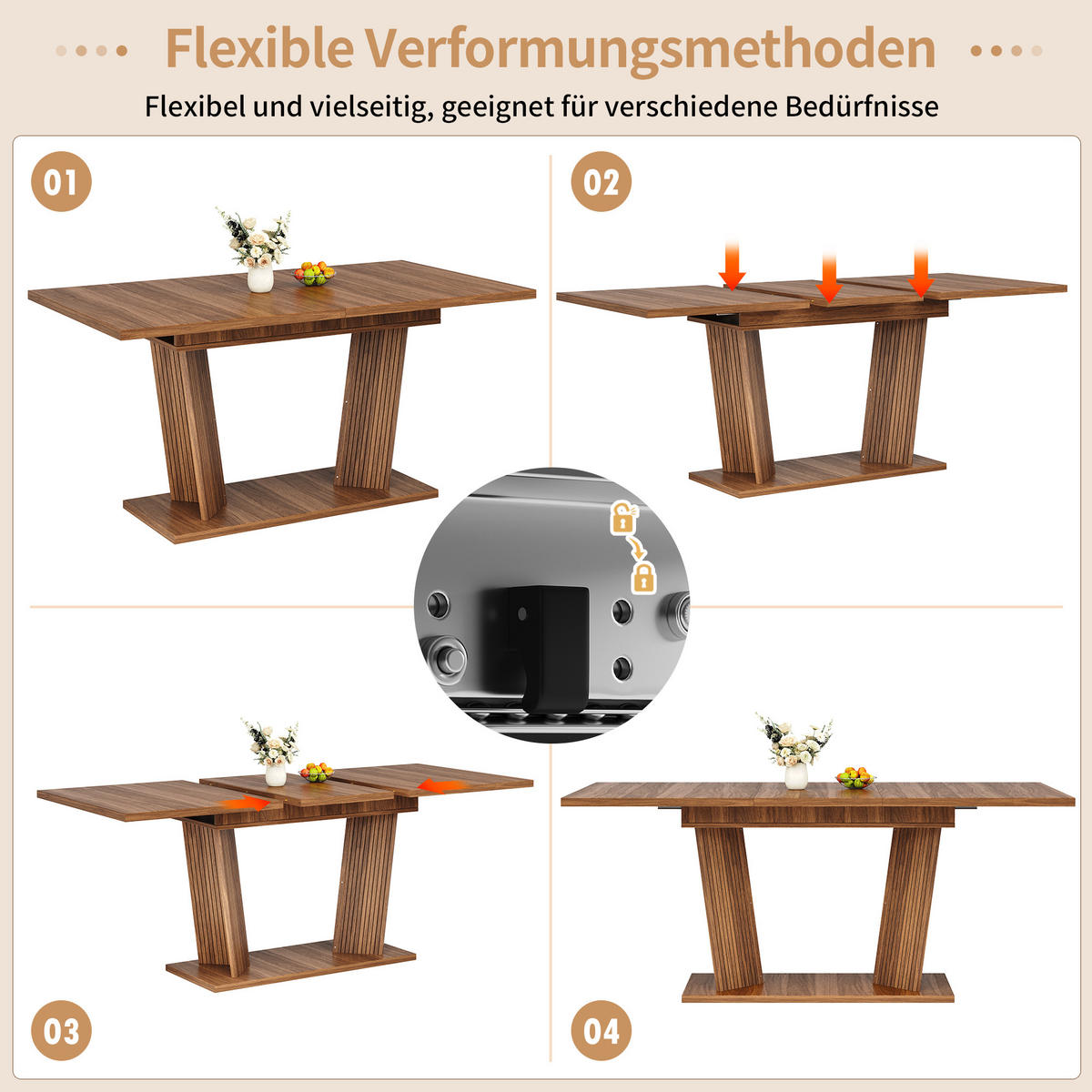 ESSTISCH Ausziehbar Dunkelbraun Modern Holzoptik 120-160cm - Dunkelbraun, Holzwerkstoff (80/160/76cm) - Urban Meuble